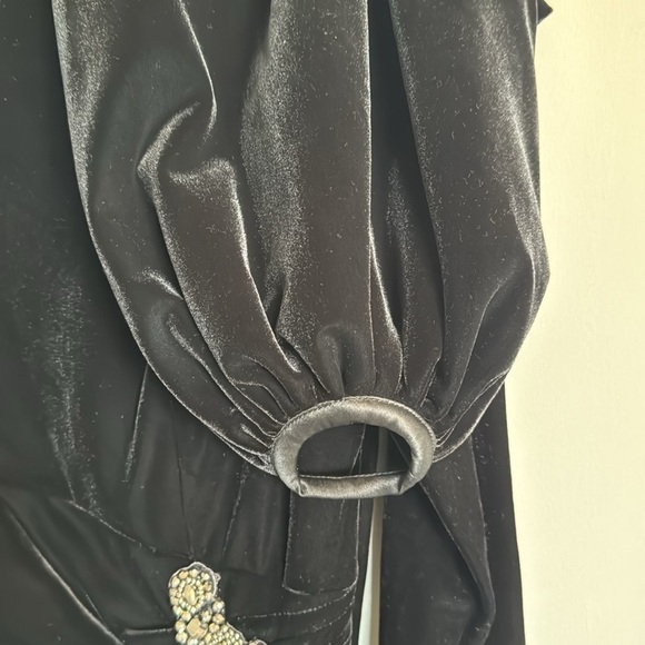 Alex Evenings Black Velvet Dress & Wrap Set Beaded Waist Size 10 Formal Cocktail - Picture 10 of 15